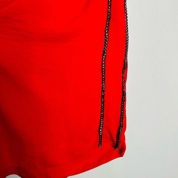 SABINA MUSAYEV Women's Luby Red Gunmetal Beading Shift Mini Dress Size Small - Picture 9 of 11